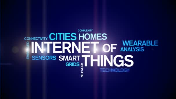 4k Internet des objets Animé Tag Word Cloud, Animation de conception de texte. — Video