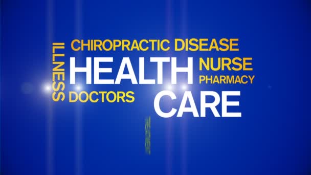 4k Health Care Animated Tag Word Cloud, Text Design Animation Typography. — Stock video