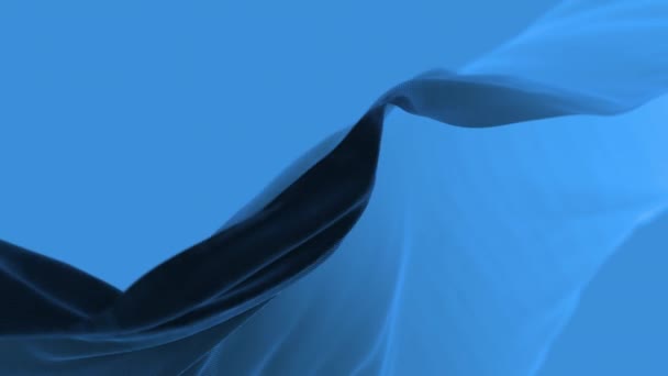 Tela de seda ondulada azul 4k en viento, fondo de lazo de tela ondulante sin costuras. — Vídeo de stock