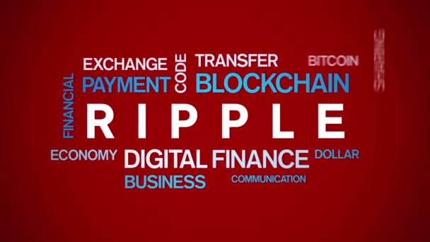 4k Ripple Animated Tag Word Cloud, XRP Tekst Kinetische Typografie lus. — Stockvideo