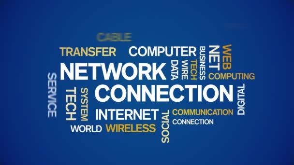 4k Network Connection Animated Word Cloud, Text Design Kinetic Typography loop. — Stock video