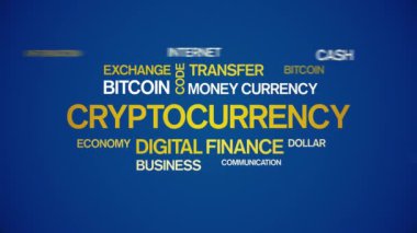 4k Şifreli Para Birimi Canlandırılmış Etiket Kelime Bulutu, Metin Tasarımı Kinetik Tipografi döngüsü.