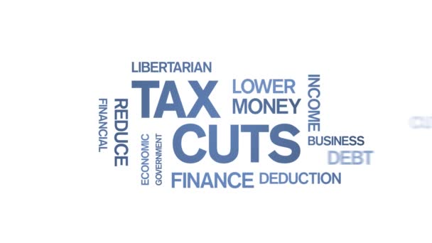 4k Tax Cuts Animated Tag Word Cloud, Text Design Animation Kinetic Typography. — Stock video
