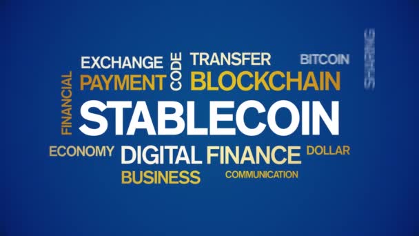 4k Stablecoin Animated Tag Word Cloud, Tekstontwerp Kinetische Typografie lus. — Stockvideo