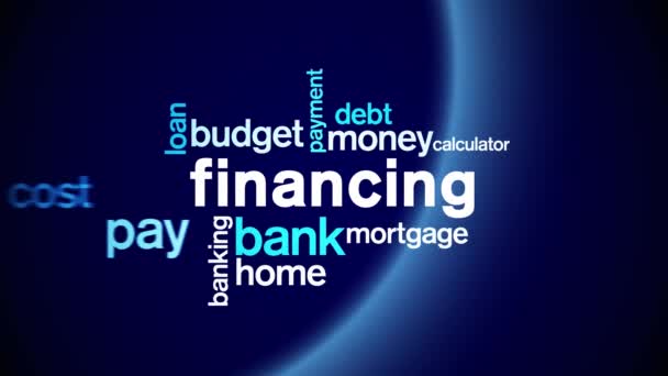 4k Financiering Animated Tag Word Cloud, Tekst Ontwerp Animatie typografie lus. — Stockvideo