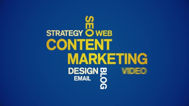 Marketing de Conteúdo Animado Tag Word Cloud, Text Design Animation loop sem emenda. — Vídeo de Stock