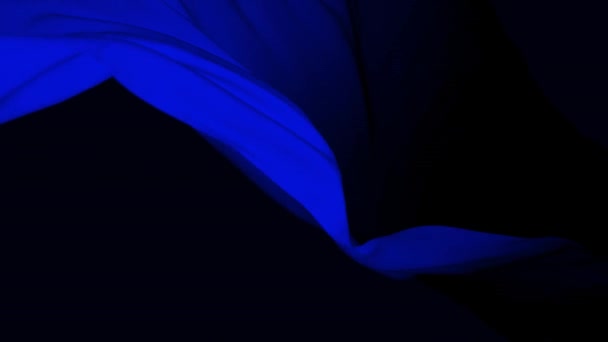 Tela de seda ondulada azul 4k en viento, fondo de lazo de tela ondulante sin costuras. — Vídeo de stock