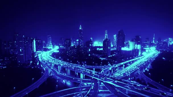 Time lapse di autostrada occupato città ora di punta pesante autostrada ingorgo traffico di notte . — Video Stock