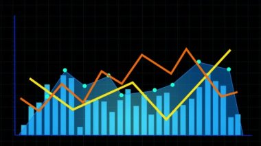 4K finansal tablo, Business Data trend hud grafiği, Ekonomik düğüm çizgisi.