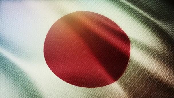 4k Japan National flag wrinkles loop seamless wind in blue sky background. — Stock Video