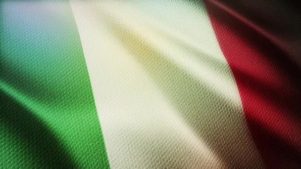 4k Ιταλία Εθνική σημαία ρυτίδες βρόχο απρόσκοπτη άνεμο στην ιταλική μπλε ουρανό backgrou — Αρχείο Βίντεο