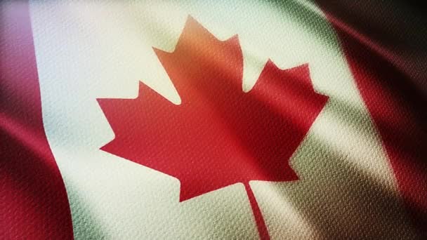 4k Kanada Nationalflagge Falten nahtlose Schleife Wind in kanadischen Himmel Hintergrund. — Stockvideo