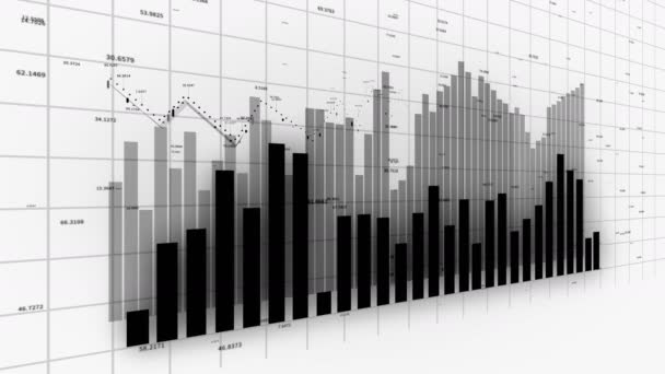 Grafico finanziario e azionario 4K, Grafico di tendenza dei dati aziendali, numero di flusso. — Video Stock