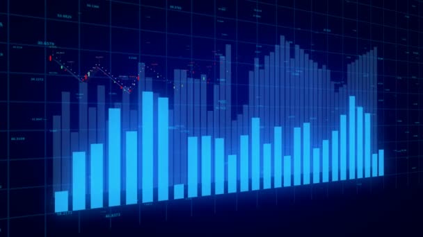 4K Finanz- und Aktiendiagramm, Geschäftsdaten Trend hud Graph, fließende Zahl. — Stockvideo