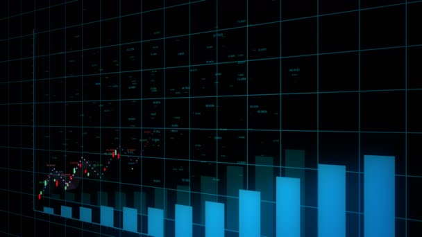 4k Finansiella data och diagram visar en stadig ökning av vinsten, Economy bac — Stockvideo