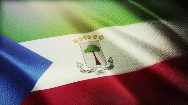 4k Equatorial Guinea National flag wrinkles wind in seamless loop background. — Stock Video