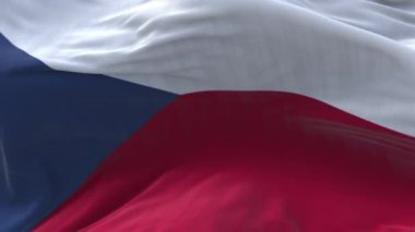 4k Çek Cumhuriyeti Ulusal Bayrak Kırışıklıkları mavi gökyüzünde pürüzsüz rüzgar döngüsü