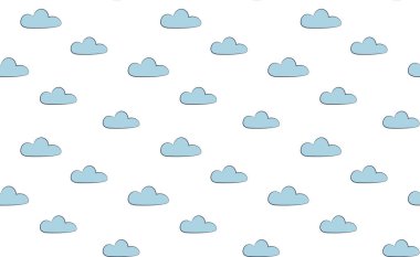 Şirin bulutlu vektör deseni. Bebekler ve çocuklar için resimlerle kusursuz bir geçmiş. Şirin mavi küçük bulut. Bebek tekstil, duvar kağıdı, ambalaj, kumaş, hurda, hediye, kağıt, yatak odası için tasarım