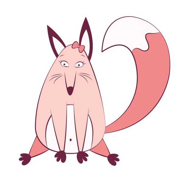 Şirin tilki vektörü Kawaii Woodland hayvan çizgi filmi. Poster baskısı çizimi. El çizimi ve karalama moda monokrom tarzı. Çocuk odası dekorasyonu, hediye kartı, bebek partisi, doğum günü, 8 Mart..
