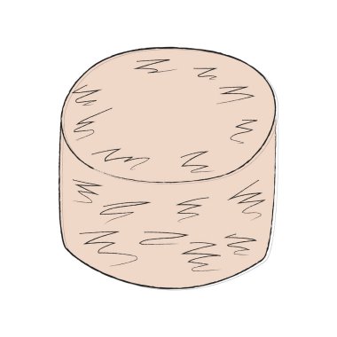 Lezzetli, hafif, sütlü peynir rengini yuvarla. Stilton peynirini evde pişirmek için basit bir çizim. Gerçek İtalyan süt ürünü. Menüler, yemek kitapları, gıda ambalajları, marketler için