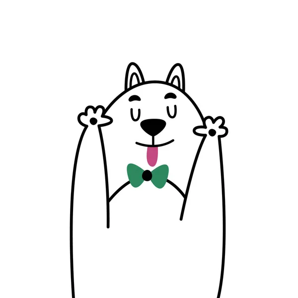 Engraçado Desenho Animado Ilustração Com Menino Gato Retrato Linear Minimalista — Vetor de Stock