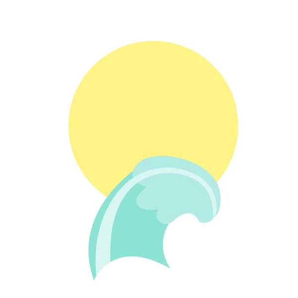 Jednoduchá Jasná Ikona Sluncem Mořskou Vlnou Minimalistické Logo Pro Hotelnictví — Stockový vektor