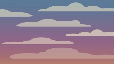 Gökyüzü ve bulutlar arasındaki basit soyut renkli arkaplan. Sunum için resim, masaüstü, çocuk odasında duvar kağıdı baskısı, çocuk odası ve bebek odası. Sıcak gün batımı, gün doğumu