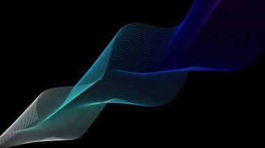 Mavi dumanlı siyah soyut bir arka plan. Masaüstü ekran koruyucu, sunum, afiş reklamı, oyun indirme. Karanlık bir arka planda buruşmuş yarı saydam ağ kumaşı. Uzay grafik tasarımı. Güzel resim