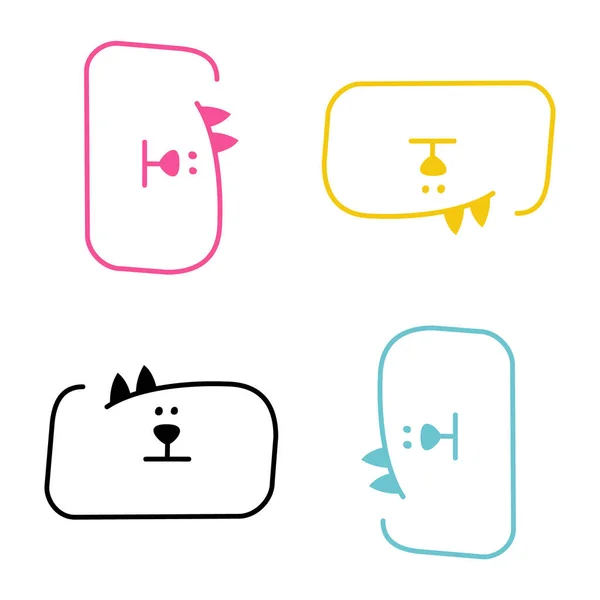 Kedi ya da köpek ağızlıklı şık minimalist doğrusal logo. Amblem, etiket, tabela, simge, klip, bebek stili çıkartma. Çocuk giyim markası, oyuncakçı, bebek için yiyecek paketi için imza.