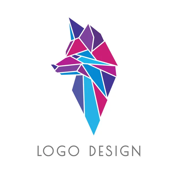 Logotipo Poligonal Moderno Fresco Forma Uma Cabeça Raposa Emblema Geométrico —  Vetores de Stock