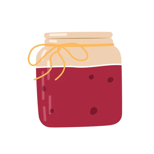卡通罐装美味的浆果果酱 感恩节晚餐用的传统红莓酱 漂亮的玻璃瓶 果香四溢 秋天是收获的日子 家里的罐头 自制的玛瑙酱 — 图库矢量图片