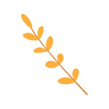 Küçük yapraklı şirin sarı dal. Sonbahar ögesinin düz simgesi, nesne, clipart. Paketleme, posterler, afişler, kartpostallar için dekoratif unsur. Güzel yaprak. Şükran Günü, Cadılar Bayramı.