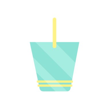 Kumda oynamak için parlak düz bir bebek kovası simgesi. Çocuklarla plaj tatili için. Basit bir element, tabela, pano, poster tasarımı için bir parça. Bebeklerin geliştirme kitabı için nesne.