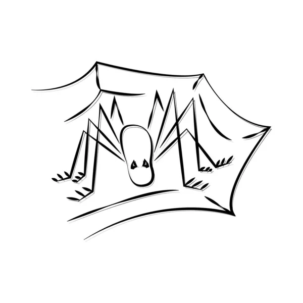 Spinne Netz Gruseliges Schwarz Weißes Halloween Symbol Einfaches Doodle Element — Stockvektor