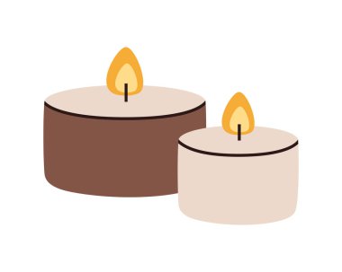 İki yanan kokulu mum seti. Spa, rahatlama, meditasyon ve güzellik ürünü tasarımı için..