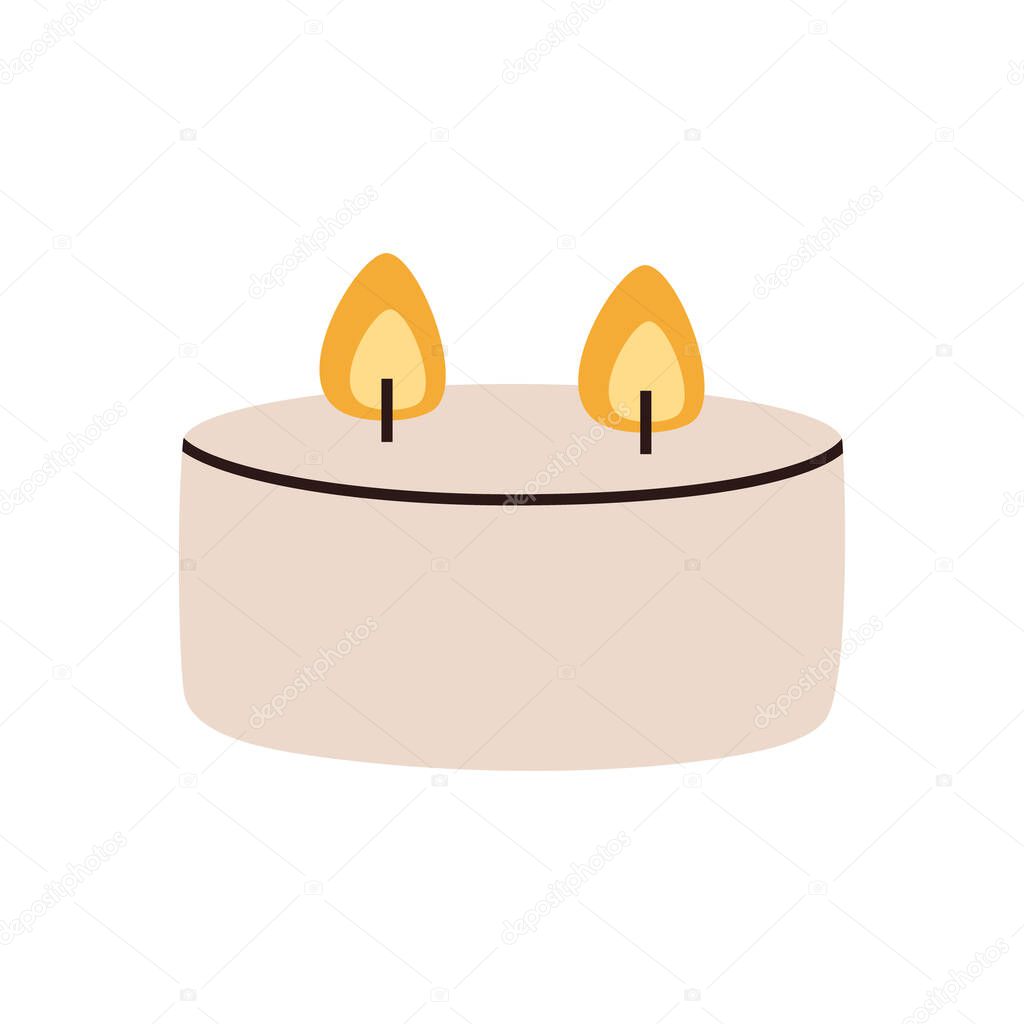 Minimalist two wick scented candle illustration. For spa, aromatherapy, relaxation, and home decor.
