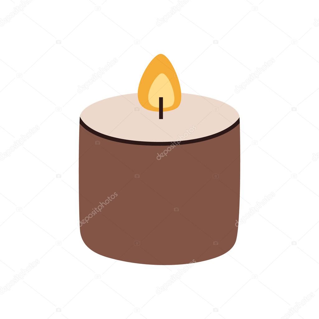 Minimalist candle illustration in warm brown. Ideal for spa, meditation, and cozy home design.