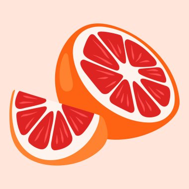 Kırmızı Greyfurt ve Sulu Dilimin Olgun Yarısı Işık arkaplanında izole