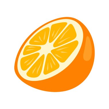 Orange Citrus meyve vektörünün olgunlaşmış yarısı beyaza izole edilmiş.