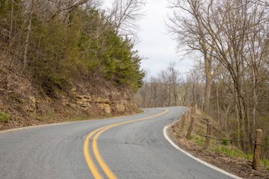 Dalgalı yollar Dağlar arasında ağaçlar arasında