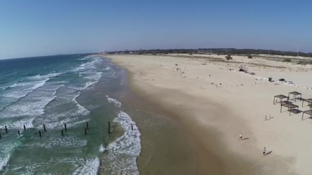 Beit Yanai Beach, Israel, Вид с воздуха — стоковое видео