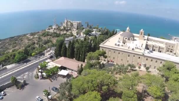 Stella maris karmeliterkloster, haia, israel (antenne) — Stockvideo