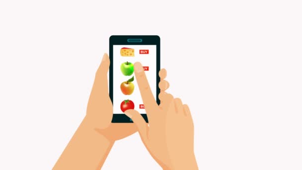 Online Kaufen Touchscreen Smartphone Animation Mit Uhr Bei Der Bezahlung — Stockvideo