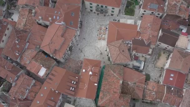 Légi Felvétel Egy Ősi Balkáni Város Kotor Hagyományos Balkáni Régi — Stock videók