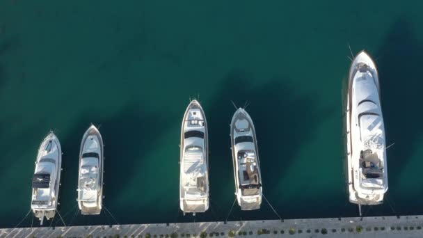 Hoch Über Dem Yachthafen Oberhalb Der Seebrücke Große Und Kleine — Stockvideo