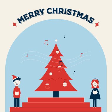 Noel kutlaması eşliğinde Noel şarkısı söyleyen insanların resmi.