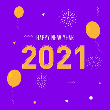 Balonların, havai fişeklerin ve konfetilerin yer aldığı yeni yılı kutluyoruz..