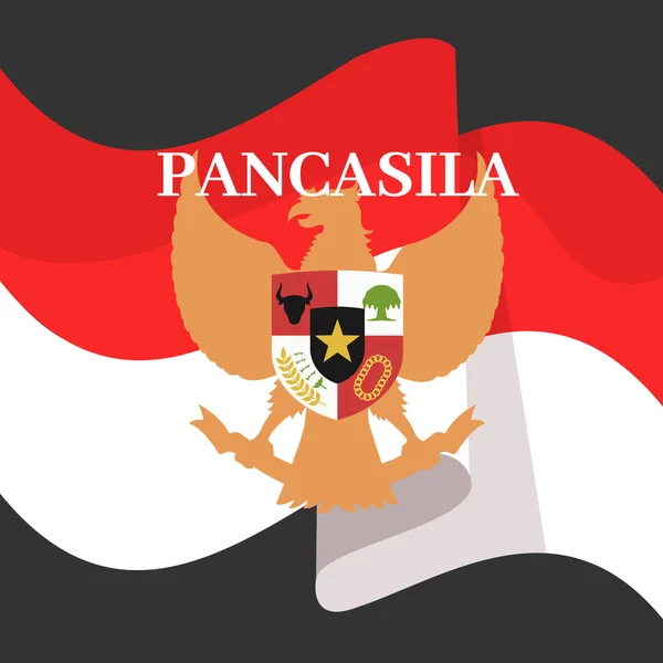 Día Pancasila Indonesia Junio — Vector de stock