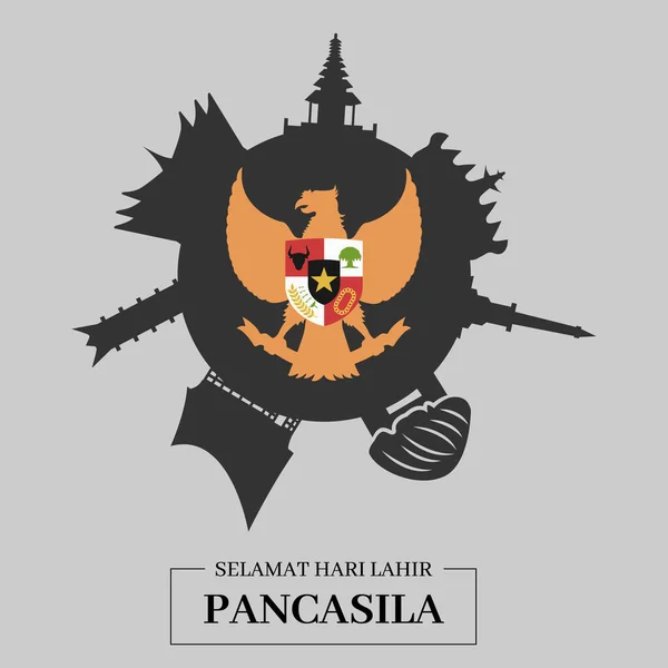 Día Pancasila Indonesia Junio — Vector de stock