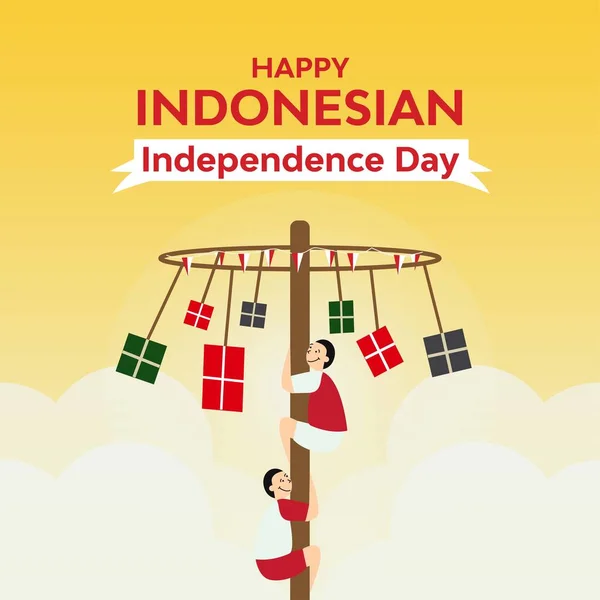 Glad Indonesisk Självständighetsdag Augusti — Stock vektor